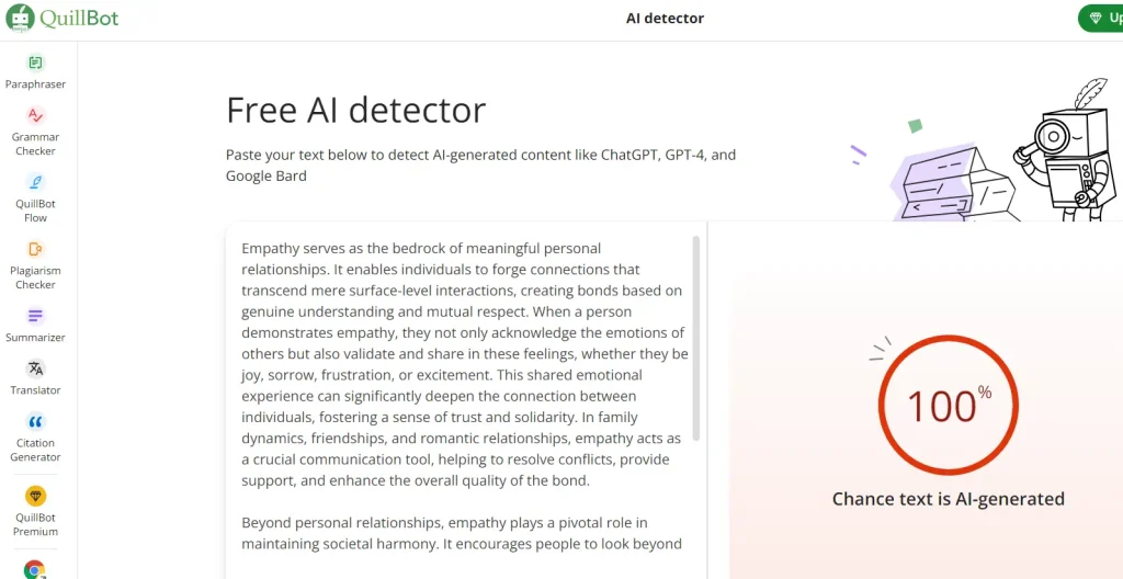 Rewrite chatgpt text 2 quilltbot ai detector bypass